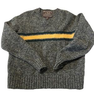 Vintage Abercrombie & Fitch 100% Shetland Wool Sweater V Neck Mens Sz L Striped